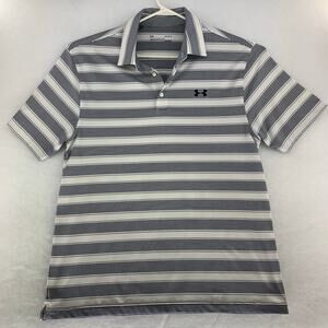 Under Armour Men's Striped Loose Fit Heatgear Polo Shirt Size Large